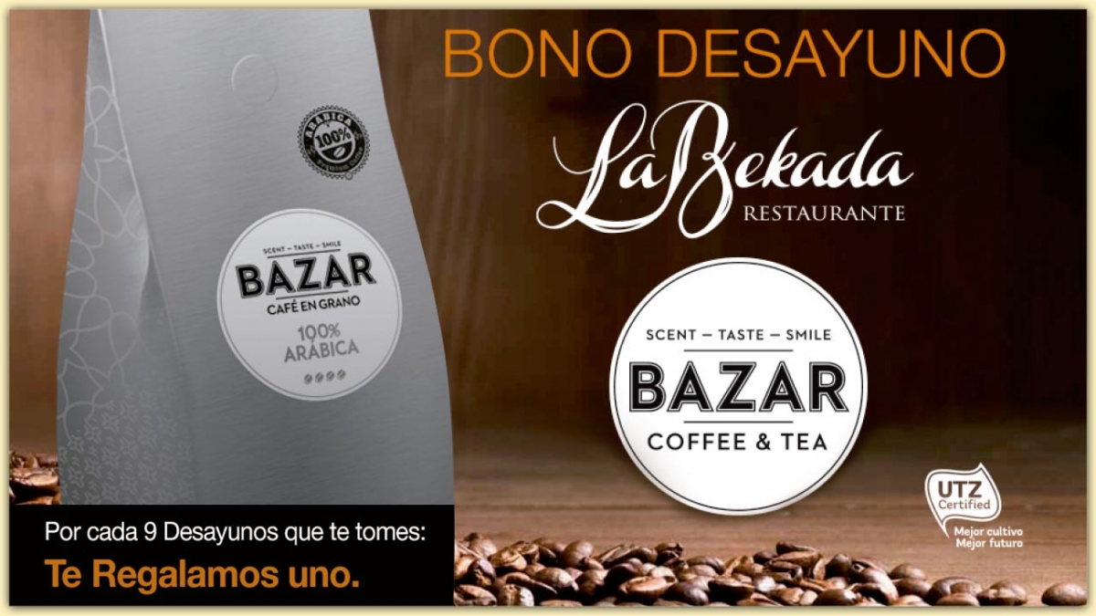 Desayuna Gratis al pedir tu 10 desayuno ¡Gracias a Bazar Coffee & Tea!